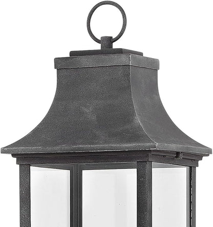 Hinkley Adair Collection Three Light Outdoor Post Top/Pier Mount, Aged Zinc w/Clear Glass