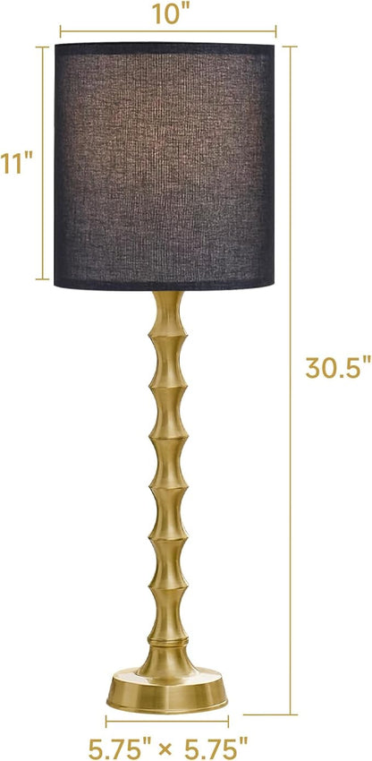 30.5" Gold Buffet Table Lamps Set of 2 with Black Shade, Tall Skinny Black Gold Lamps Set of 2 for Living Room, Sideboard & Home Office