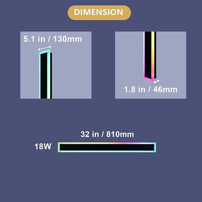 BONLICHT 1 Pack Long Outdoor RGB Wall Light Black Modern LED Exterior Wall Sconce 32In IP65 Waterproof Linear Exterior Wall Mount Lighting for House Porch Courtyard Garage (Remote Control Included)