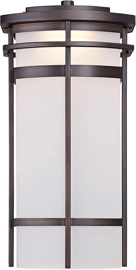 Possini Euro Design Theola Modern Outdoor Wall Light Fixture Bronze LED 16 1/4" Etched Glass Shade for Exterior Barn Deck House Porch Yard Patio Outside Garage Front Door Garden Home Roof Lawn