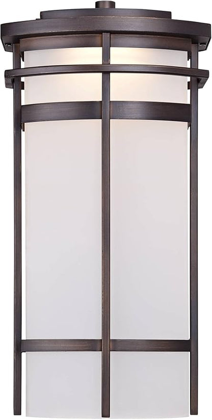 Possini Euro Design Theola Modern Outdoor Wall Light Fixture Bronze LED 16 1/4" Etched Glass Shade for Exterior Barn Deck House Porch Yard Patio Outside Garage Front Door Garden Home Roof Lawn