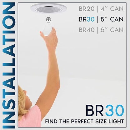 LUXRITE 6-Pack BR30 LED Bulb, 65W Equivalent, 4000K Cool White, Dimmable, 650 Lumens, LED Flood Light Bulbs, 8.5W, Energy Star, E26 Medium Base, Damp Rated, Indoor/Outdoor - Living Room and Kitchen
