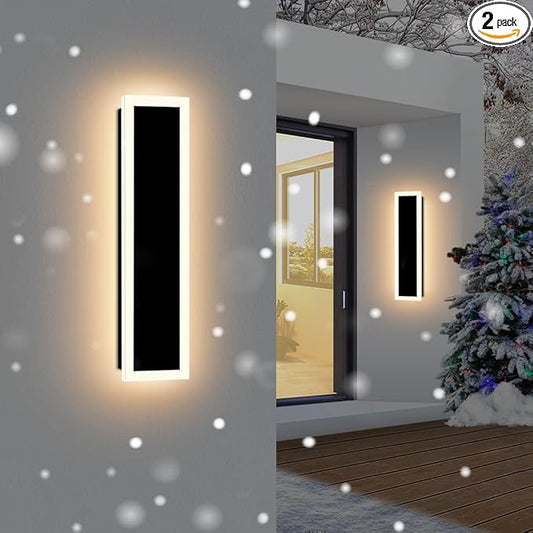 2-Pack 18IN Modern Outdoor Wall Light LED Long Wall Lighting Fixture IP65 Waterproof Wall Lamps, Dimmable 18W 1620LM Black Wall Sconce, 3000K/4000K/5000K Selectable, ETL Listed