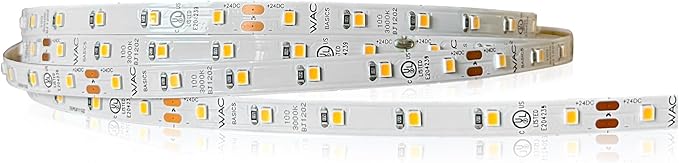 WAC Lighting T24-BS2-100-35WT, Basics 24VDC LED Tape Light 3500K 2.4W per Foot 100ft Reel Field Cuttable Every 2in Fully Dimmable Contractor Quality for Kitchens, Undercabinet, Task, and Cove Lighting
