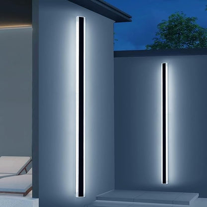 2 Pack Modern Outdoor Wall Light, 71inch LED Long Linear Wall Sconce Dimmable 3000K-6000K, IP65 Waterproof, Exterior Wall Mount Lighting for House, Porch, Patio, Yard, Garage with Remote Control