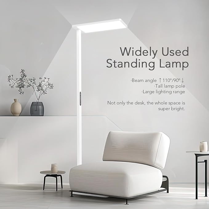 STERREN 120W LED Floor Lamp, 10000LM Super Bright Standing Lamp, Eye-Care Floor Reading Light, 76.8" Dimmable Large Lamp for Office, Living Room, Bedroom, Piano