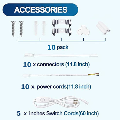 10 Pack LED Shop Light,8FT 72W 7200LM 6500K,T8 Light Fixtrue Daylight White,V Shape,High Output Clear Cover,Integrated,8 LED Linkable,Shop Lights for Garage 8 Foot with Plug.