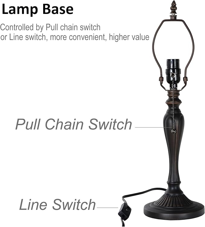 TL0015 Blue Baroque Tiffany Table Lamp Stained Glass Reading Desk Light 12 X 21.5 Inches for Bedroom Living Room, Handcrafted Artwork for Home Office, LED Bulb Included (Blue Baroque)