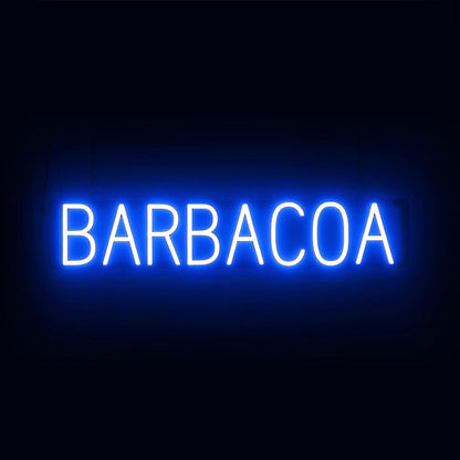 SpellBrite BARBACOA Sign | Mexican Food-Related Sign with Neon Look, Blue LED Light Source | 32.9" x 6.3"