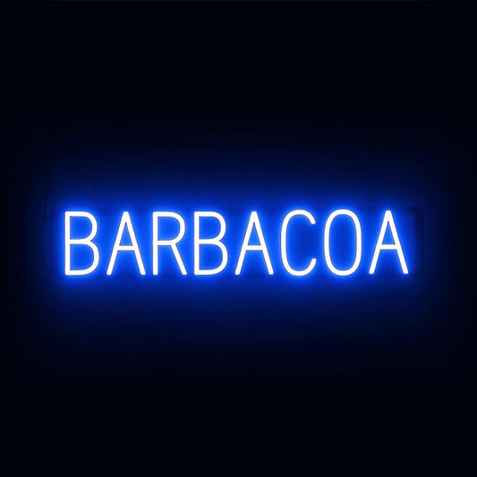 SpellBrite BARBACOA Sign | Mexican Food-Related Sign with Neon Look, Blue LED Light Source | 32.9" x 6.3"