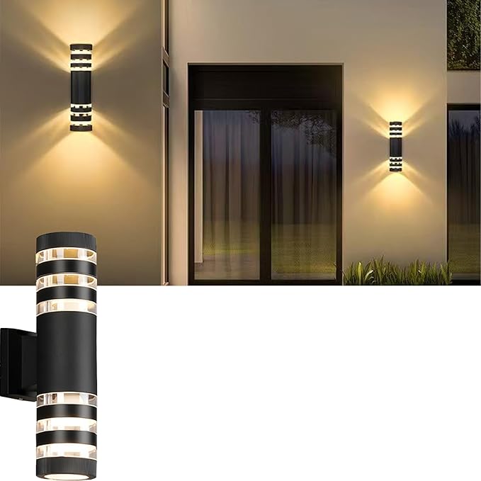 1Pack 15inch LED Cylinder Up & Down Wall Lights,18W Modern Outdoor Wall Light 4000K Day White Aluminum Body Waterproof IP65 LED Exterior Light Fixtures Wall Mount for House Patio Garage Garden
