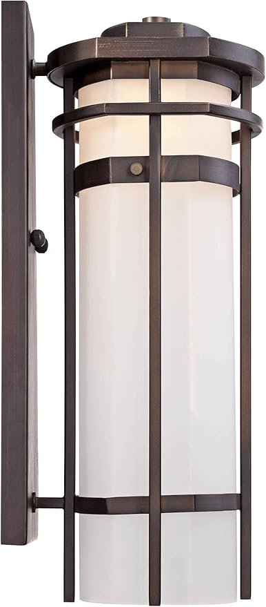 Possini Euro Design Theola Modern Outdoor Wall Light Fixture Bronze LED 16 1/4" Etched Glass Shade for Exterior Barn Deck House Porch Yard Patio Outside Garage Front Door Garden Home Roof Lawn