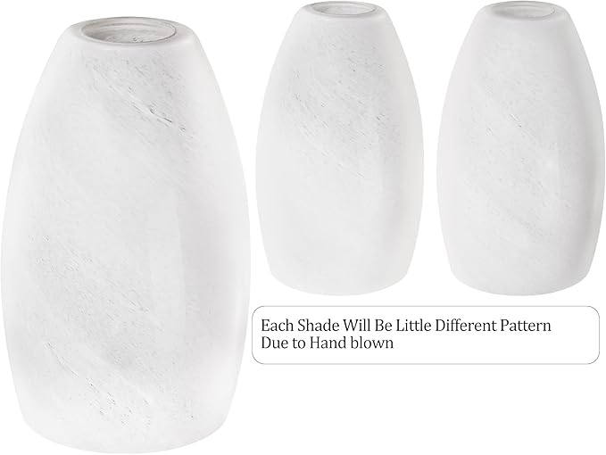 White Swirl Art Glass Pendant Lamp Shade Glass chandeliers Cover Mini Oval Light Shade Replacement Shade Only Light Fixtures for Kitchen Island pendant light 1-Pack 4.72"