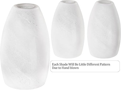 White Swirl Art Glass Pendant Lamp Shade Glass chandeliers Cover Mini Oval Light Shade Replacement Shade Only Light Fixtures for Kitchen Island pendant light 1-Pack 4.72"