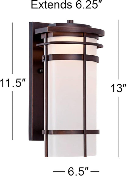 Possini Euro Design Theola Modern Outdoor Wall Light Fixture Bronze LED 12 3/4" Etched Glass Shade for Exterior Barn Deck House Porch Yard Patio Outside Garage Front Door Garden Home Roof Lawn