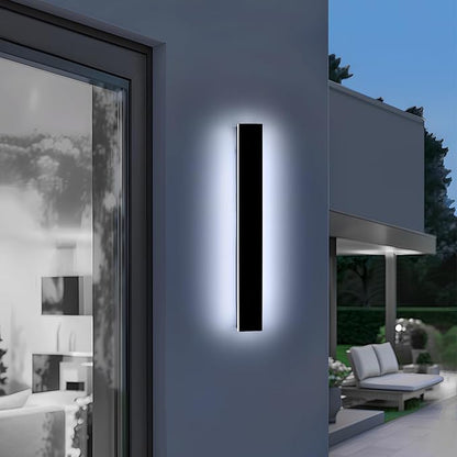 23.6inch Modern Outdoor Wall Light, Black Linear Long LED Wall Sconce, 6000K Cold White, 24W, IP65 Waterproof, Exterior Garage Lighting Fixture for Porch, Patio, Yard, House, Garden