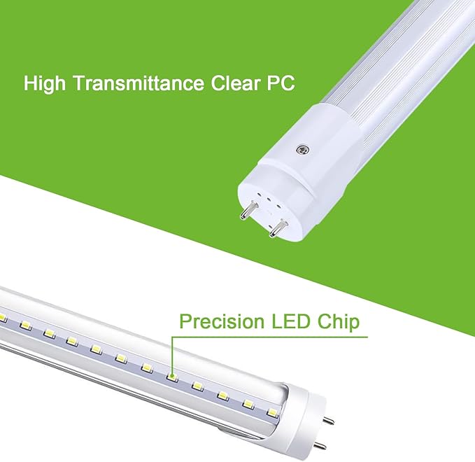 H&B Luxuries 4FT LED T8 Ballast Bypass Type B Light Tube, 18W, Single-Ended & Dual-Ended Connection, 2300LM, G13 Base,T8 T10 T12 Fluorescent Bulbs Replacement, UL & DLC - 6500K (30pcs)