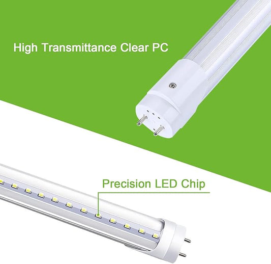 H&B Luxuries 4FT LED T8 Ballast Bypass Type B Light Tube, 18W, Single-Ended & Dual-Ended Connection, 2300LM, G13 Base,T8 T10 T12 Fluorescent Bulbs Replacement, UL & DLC - 6500K (4pcs)