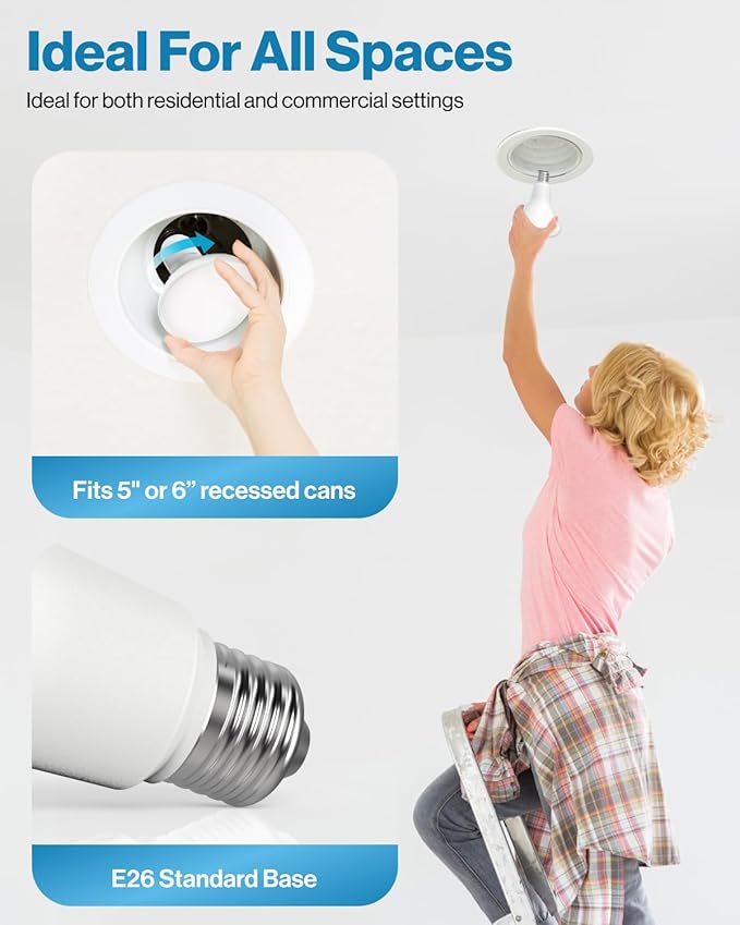 Sunco 12 Pack BR30 LED Bulb, Recessed Can Light Bulbs, Indoor Flood Lighting, 1600 LM, 16W (100W Equivalent) 4000K Cool White, E26 Medium Base, Dimmable UL