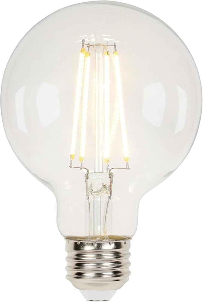 Westinghouse 43172EC2 5.5 Watt (40 Watt Equivalent) G25 Dimmable Clear Filament LED Light Bulb, Medium Base, 2 Pack