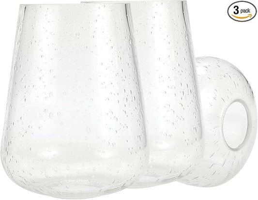 Wine Glass Lamp Shade for Light Fixture, 6.3" Height, 1-5/8 Inch Fitter, 3 Pack Clear Seeded Bubble Effect Glass Shade Replacement Globe
