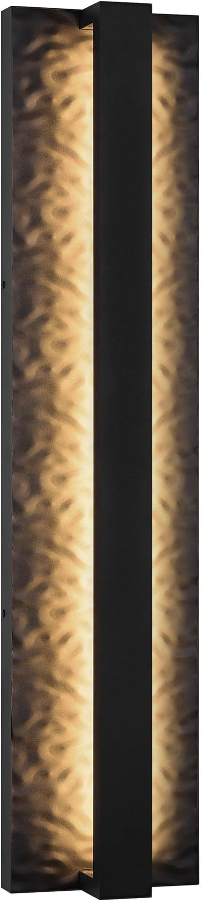 LamQee 18.5" Long Outdoor Modern LED Wall Light 3000K 1200LM, Hammered Wrought Iron and Aluminum, Linear Exterior Lighting Fixtures Wall Mount Waterproof Outside Sconce for House Porch Patio Garage