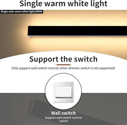 Modern Outdoor Wall Light, 71inch LED Wall Sconce, 3000K Warm White, IP65 Waterproof Exterior Lighting, AC 85-265V, Black Aluminium, Minimalist Long Wall Lamp for Patio, Garage, Yard