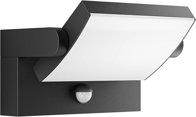 40W Motion Sensor Outdoor Wall Lights, 3000K Black LED Light Fixture, IP65 Waterproof Exterior Porch Light, 360 ° Adjustable Head Flood Wall Lighting for House