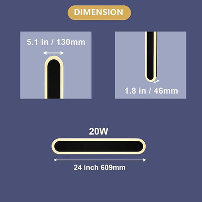 BONLICHT 24in 1Pack Modern LED Outdoor Light 3000K-6000K Dimmable Linear Outdoor Garage Sconce Wall Lighting IP65 Waterproof Exterior Wall Mount Lamp Black LED Light Fixture for Porch Patio Courtyard