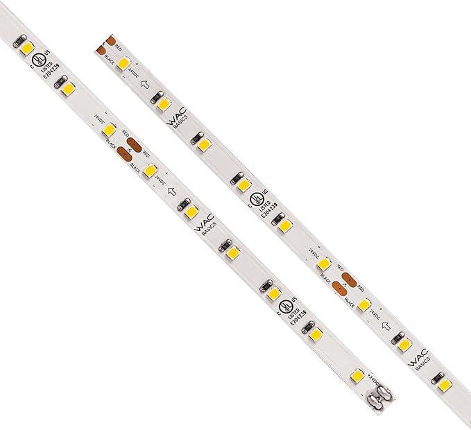 WAC Lighting T24-BS2-40-30WT, Basics 24VDC LED Tape Light 3000K 2.4W per Foot 40ft Reel Field Cuttable Every 2in Fully Dimmable Contractor Quality for Kitchens, Undercabinet, Task, and Cove Lighting