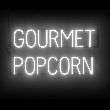 SpellBrite GOURMET POPCORN Sign | Treat-Related Sign with Neon Look, White LED Light Source | 28.8" x 15.0"