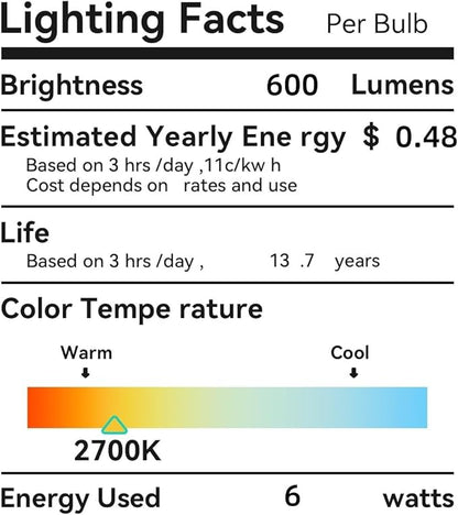 Frosted Globe Light Bulbs 60 Watt Equivalent, 6W No Dimmable LED Globe Light Bulbs, 2700k Soft White, E26 Standard Base G30/G95 Vintage LED Edison Bulb, 1 Pack