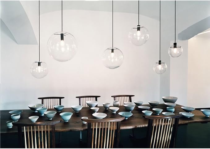 E27 Industrial Clear Glass Globe Shade Pendant Lighting Modern Kitchen LOFT Hanging Light Lamp (25cm)