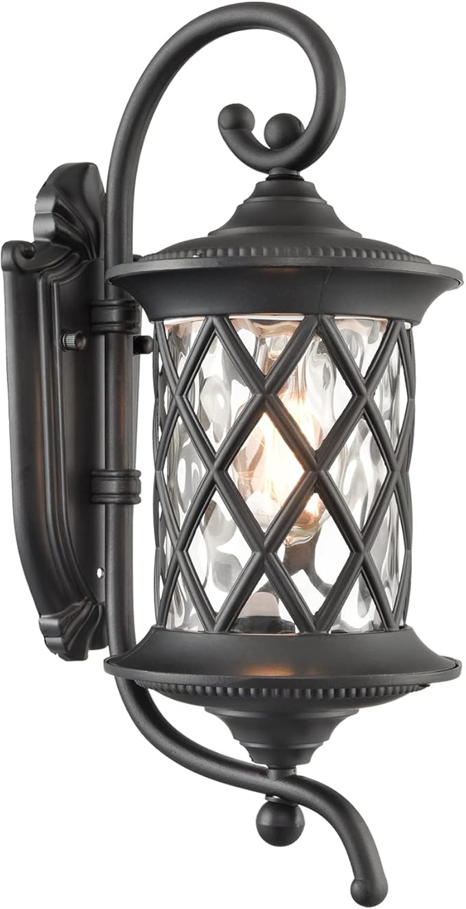 Black Outdoor Wall Lights Exterior Light Fixture Water Glass Waterproof Outside Wall Lights for House Patio Garage