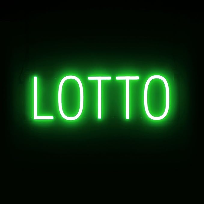 SpellBrite LOTTO Sign | Gaming-Related Sign with Neon Look, Green LED Light Source | 20.4" x 6.3"