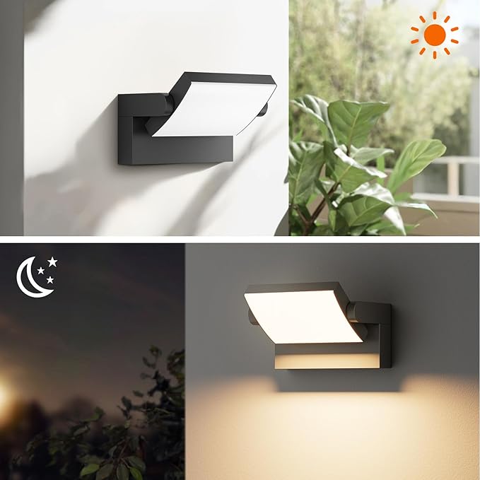 2 Pack Modern Outdoor Lights, 40W Black LED Exterior Light Fixture, 3000K Outdoor Wall Sconce, IP65 Waterproof Porch Lights for House