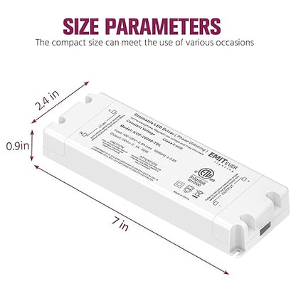 EMITEVER 50W Triac Dimmable Driver,Power Supply,AC 120V to DC 24V Transformer,Compatible with Lutron and Leviton Dimmers,for LED Lighting,Class 2,ETL Certified