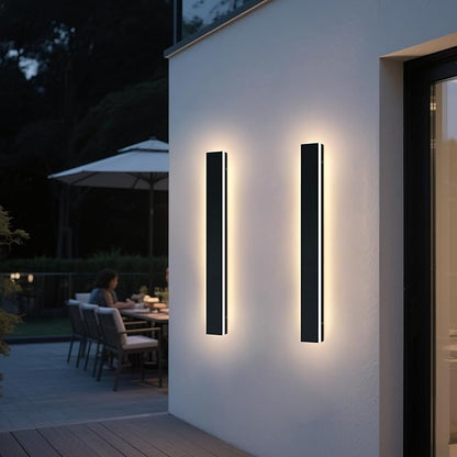 Upgrade Widened 2 Pack Modern Outdoor Wall Lights, 39.3inch Long Linear LED Wall Sconce, 3000K Warm White, IP65 Waterproof, 36W, Minimalist Black Exterior Lamp Fixture for Porch, Garden, Balcony
