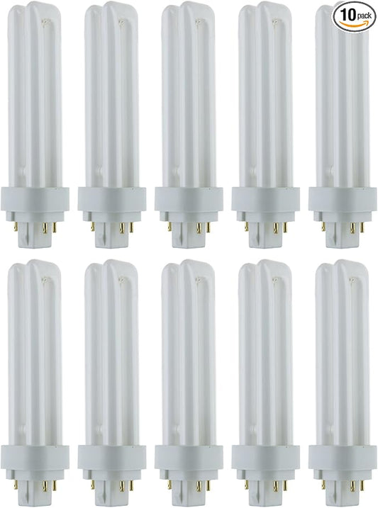 Sunlite PLD18/E/SP65K/10PK 6500K Daylight Fluorescent 18W PLD Double U-Shaped Twin Tube CFL Bulbs with 4-Pin G24Q-2 Base (10 Pack)