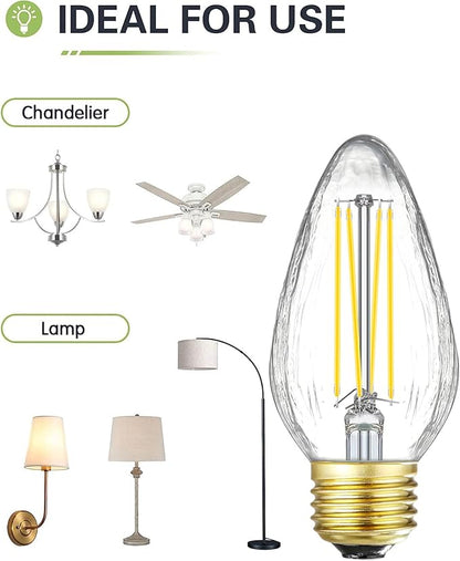 Leools E26 LED Bulb 8W Equivalent e26 led Bulb 100 Watt Dimmable Daylight 4000K E26 Edison Bulb AC120V 800lm Tubular F14 F45 LED Bulb for Pendant, Sputnik,Vanity,Chandeliers Pack of 6