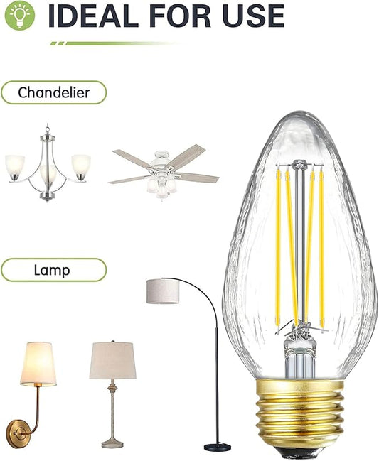 Leools E26 LED Bulb 8W Equivalent e26 led Bulb 100 Watt Dimmable Daylight 4000K E26 Edison Bulb AC120V 800lm Tubular F14 F45 LED Bulb for Pendant, Sputnik,Vanity,Chandeliers Pack of 6
