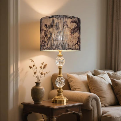 Bamboo Lampshade With Tropical Plants green floral Design, Suitable For Floor Lamps And Desk Lamps, Art deco, Rustic And Elegant, Groovy Unique(11.8 * 9Inch) (Coconut Tree)