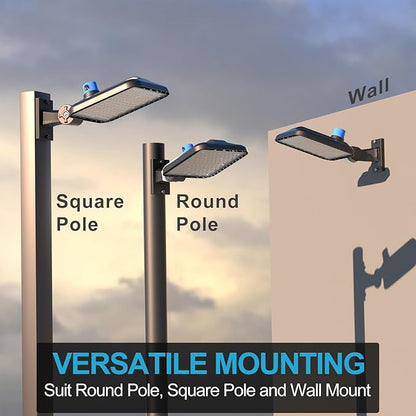 400W(486x1W LED) LED Parking Lot Lights Outdoor 60000LM(150Lm/W) ETL Listed Parking Lot Lights Commercial 5000K IP65 Led Pole Light Arm Mount with Smart Photocell-2Pack-7Yrs Warranty