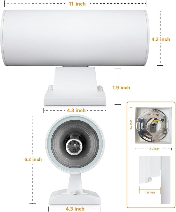 Outdoor Wall Light, Exterior Lighting - ETL Listed, Die-Casting Aluminum Waterproof Wall Mount Cylinder Design - Up Down Light Fixture for Porch, Backyard and Patio (White)