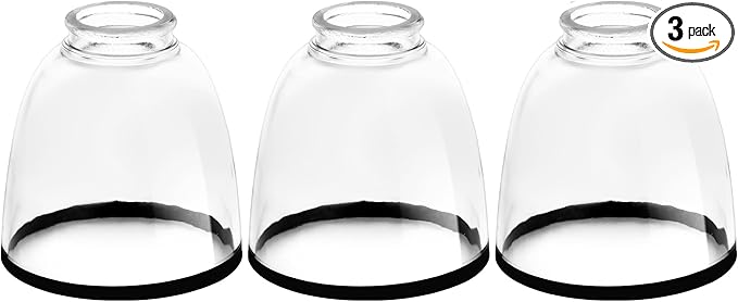 Ceiling Fans Clear Glass Shade Replacements, 3-Pack Lampshades Glass Shade Covers Round Black Border for Light Fixtures Chandelier Vanity Lights Wall Sconces Pendant Light, 1.65 In Fitter