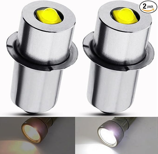 Upgrade 3V P13.5S LED Flashlight Bulb Replacement for 2-Cell U.S. Army &Military MX-991 Fulton Government & Military KPR102 (K1) (PR31) Krypton PR Torch Lantern Work Light Maglit Bulbs,2Pcs