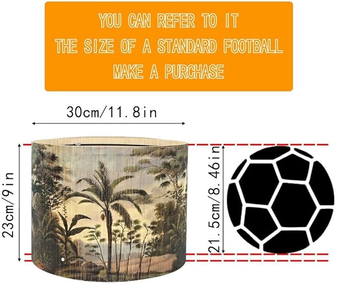 Bamboo Lampshade With Tropical Plants green floral Design, Suitable For Floor Lamps And Desk Lamps, Art deco, Rustic And Elegant, Groovy Unique(11.8 * 9Inch) (Tropical Palm Tree)