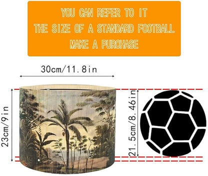 Bamboo Lampshade With Tropical Plants green floral Design, Suitable For Floor Lamps And Desk Lamps, Art deco, Rustic And Elegant, Groovy Unique(11.8 * 9Inch) (Tropical Palm Tree)