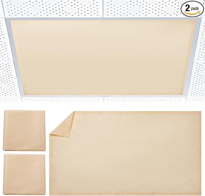 2pcs Fluorescent Light Covers - Light Covers for Ceiling Lights Classroom, Magnetic Light Filters for Office, Hospitals, Home 4 x 2 Feet (warm yellow)