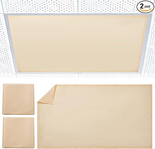 2pcs Fluorescent Light Covers - Light Covers for Ceiling Lights Classroom, Magnetic Light Filters for Office, Hospitals, Home 4 x 2 Feet (warm yellow)